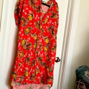 Cotton shirt dress with cap sleeves